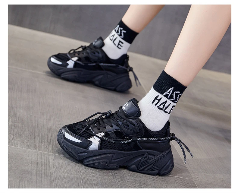 Hot Sale Spring New Women Casual Sport Shoes Street Air Mesh Sneakers Girl Fashion Thick-soled Trainers 3 Colors