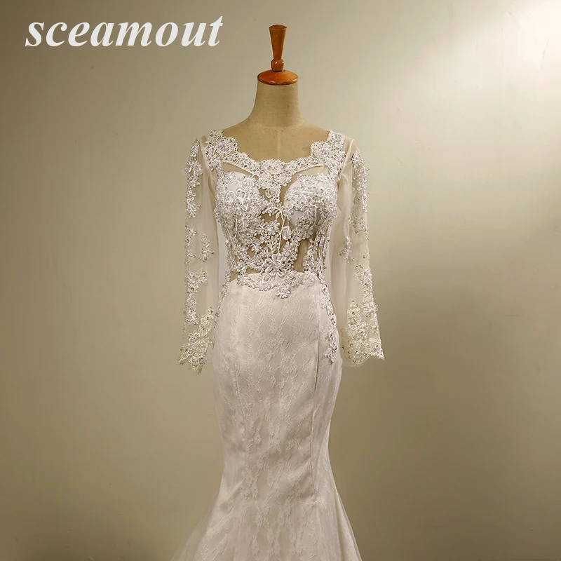 Robe De Mariage длинное свадебное платье с аппликацией в виде русалки, кружевное свадебное платье с бусинами, три четверти, vestido de noiva, для невесты