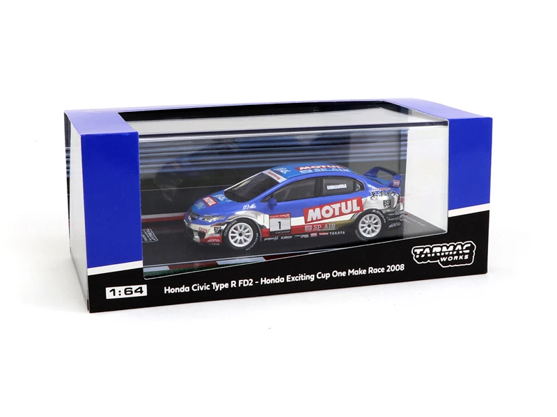 Гудронированное шоссе работает 1: 64 Honda Civic Тип R FD2 чашка один сделайте соревнования 2008 литья под давлением модель автомобиля