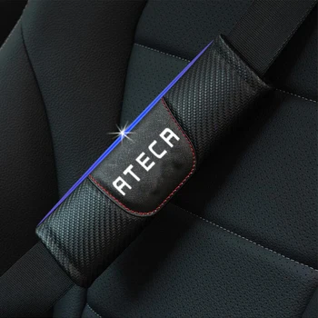 

For Seat Ateca Carbon Fiber Leather Car Seat Belt Pads Seat Shoulder Strap Pad Cover for Adults Kids