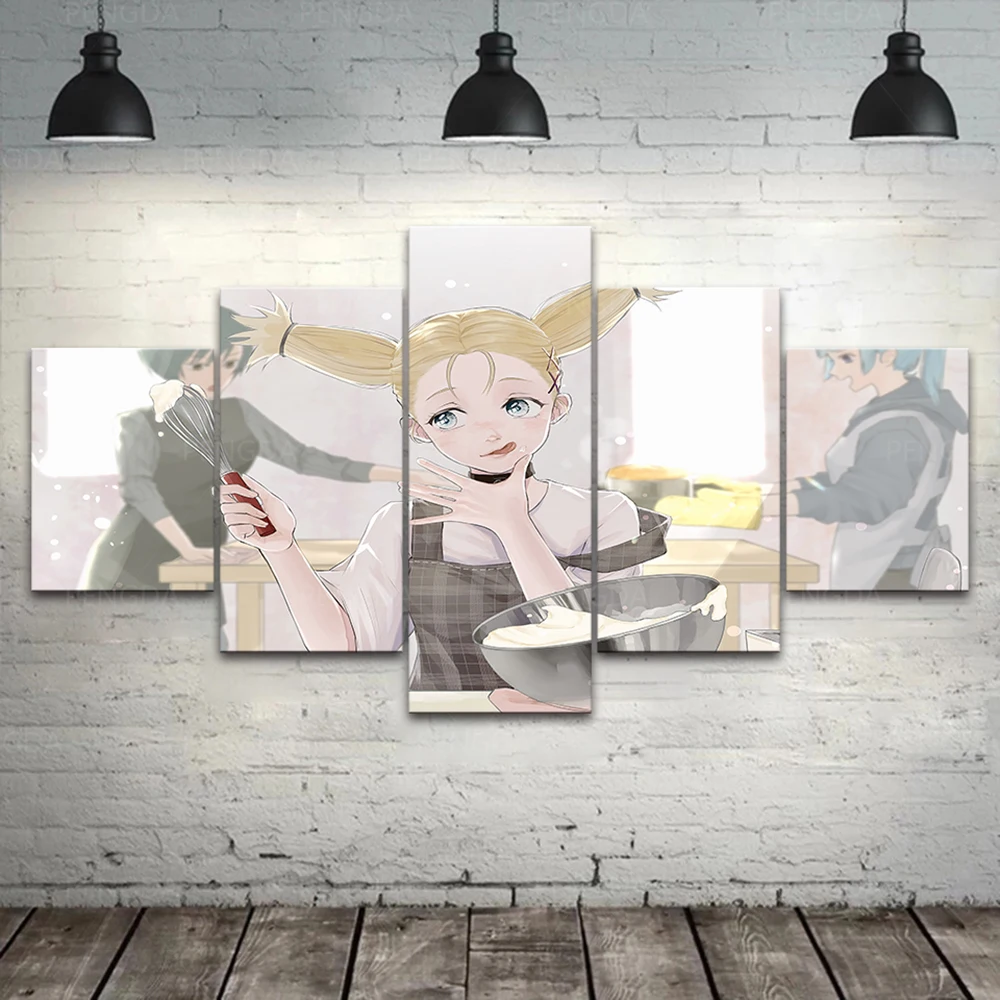 5 Pieces Wall Art Canvas Painting Japan Anime Figure Poster Modular