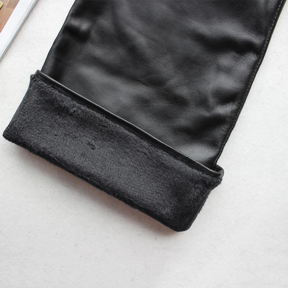 New Women's Super Long Leather Gloves Over Elbow Fashion Black Imported Sheepskin High Quality Mink Leather Touch Screen Gloves