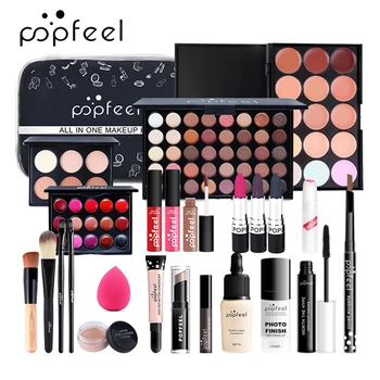 

24pcs Brush With Storage Bag Cosmetics Kit Gift Eyebrow Pencil Powder Puff Eyeshadow Lipstick Professional Makeup Set Mascara