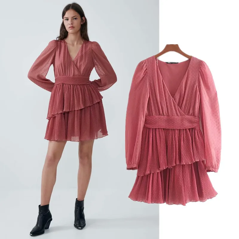 

Wind Suit-dress women summer Autumn Fold Layer Decoration Dress fashion woman clothes