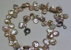 ddh003803 Natural pink Beautiful keshi reborn pearl necklace13x16mm-17.5INCH N Discount A