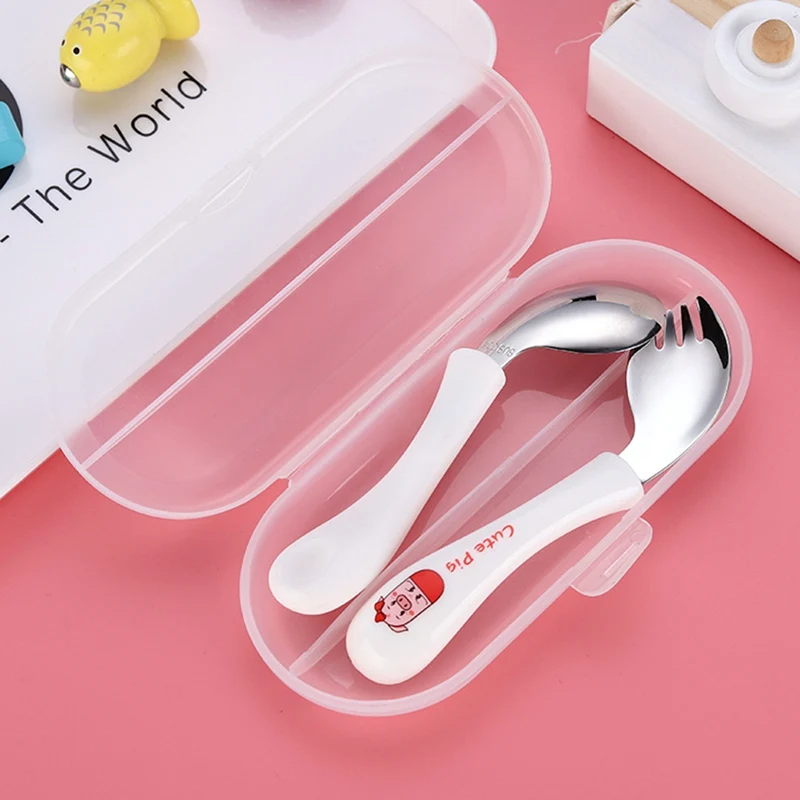 3 шт. ложка вилка с изгибающейся головкой для кормления детей из нержавеющей