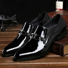 2019 luxury Handmade Men's formal shoes Patent Leather 100% Genuine Leather Fashion Casual Luxury Wedding Party shoes
