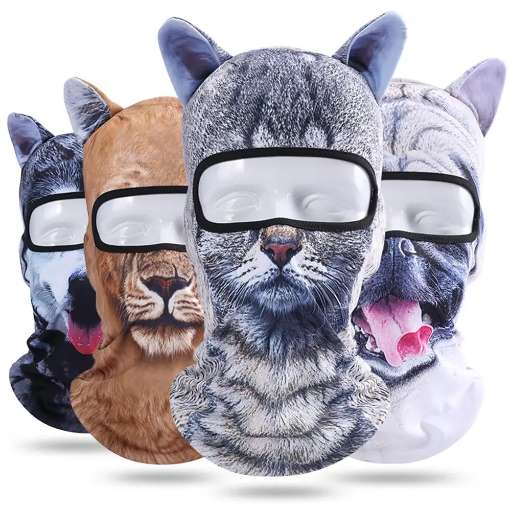 3D кошка собака милые животные Ветрозащитная Балаклава Skullies Beanie Забавный ШЛЕМ ЛАЙНЕР зимняя шапка теплая маска для лица шапка для женщин и мужчин