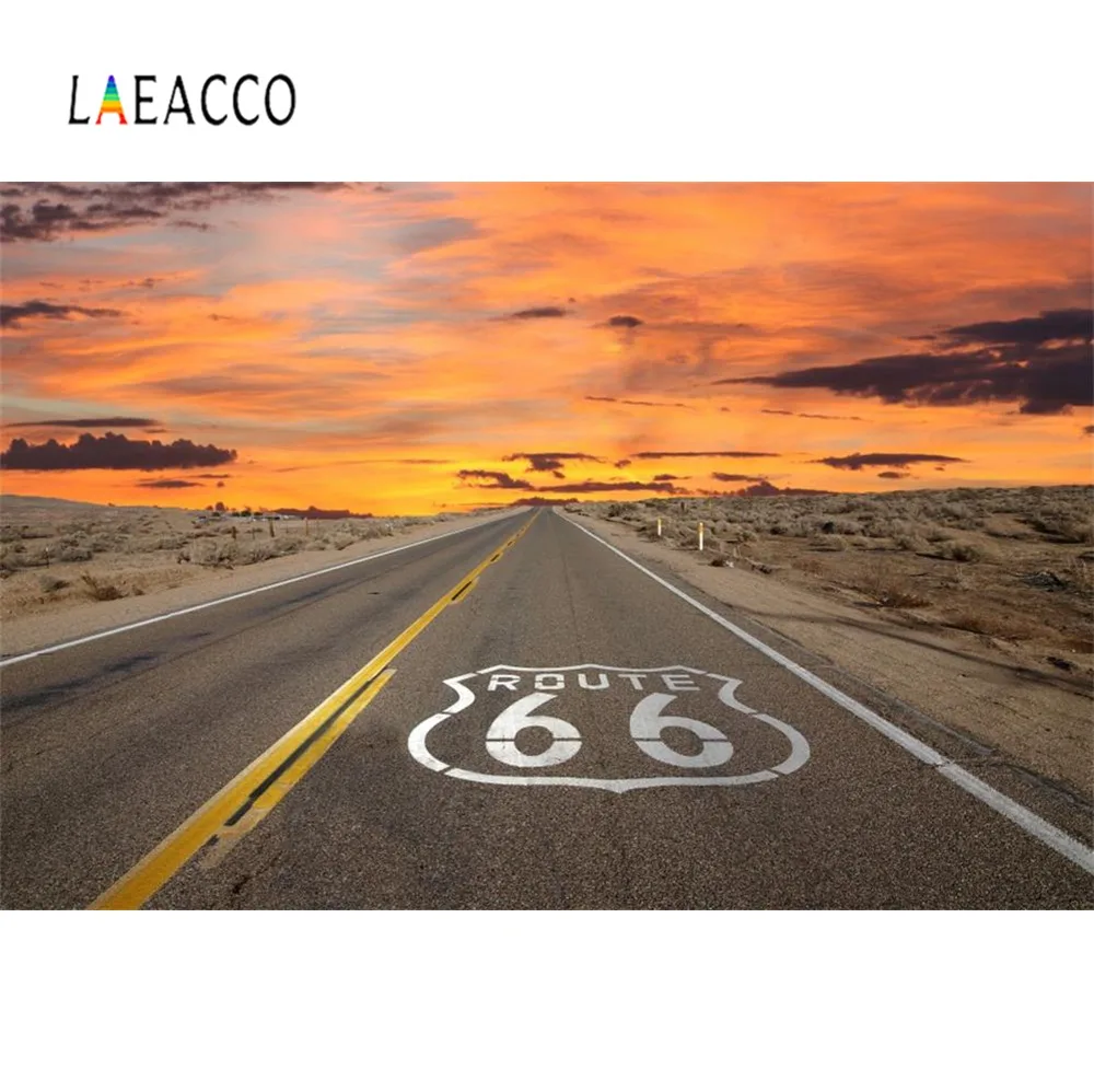 Laeacco Route 66 дорожный знак США пустынный шик синее небо Природный живописный