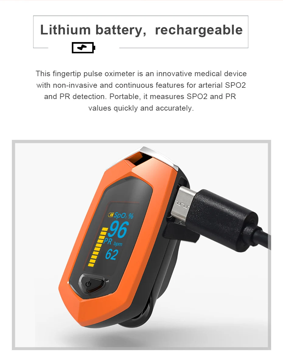 Пальчиковый Пульсоксиметр Pulsioximetro SpO2 PR OLED перезаряжаемый CE медицинский Oximetro De Dedo пульсометр