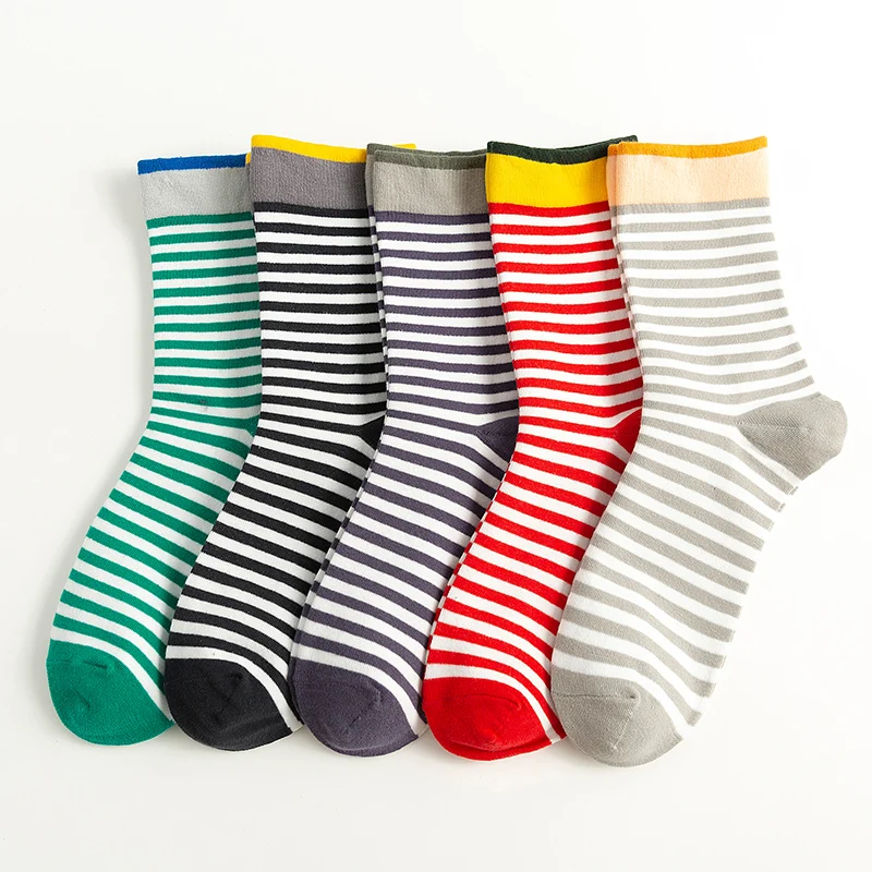 

Cotton Socks Autumn Winter Japanese Colorful Stripes Women Casual Socks Comfortable Sweat-Absorbent Female Socks Funny Socks