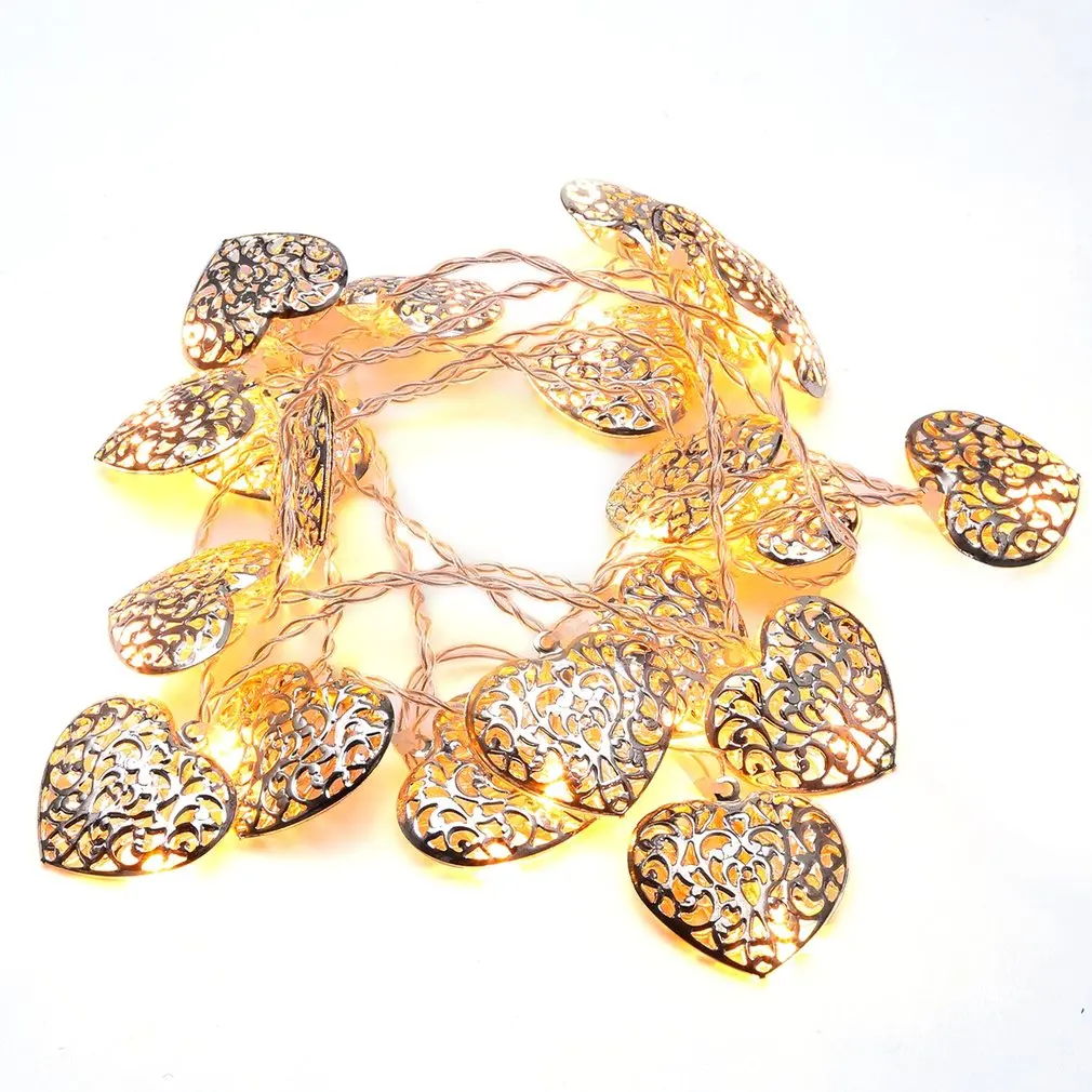 

20LED 2M Silver Heart LED Fairy Light String Lights Battery Powered Warm White Home Christmas Party Wedding Decoration