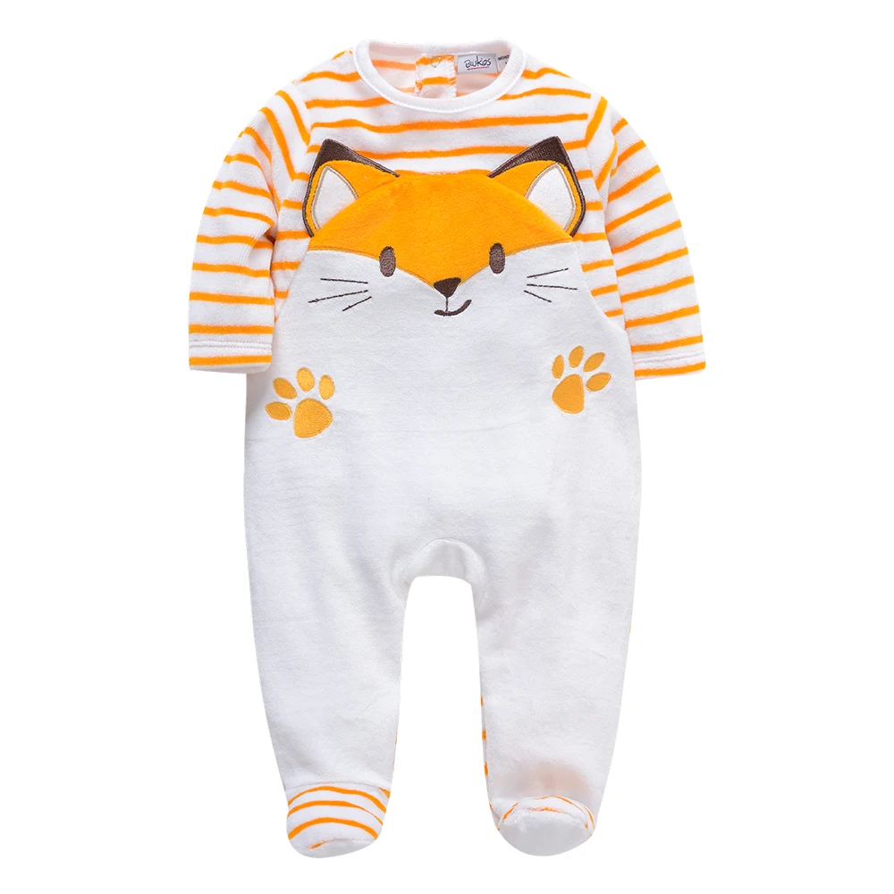 Unisex Spring Autumn Newborn Baby Rompers Pjiamas Infant Onesies Velvet Warm Jumpsuit Baby Boys Overalls Toddler Girls Clothing 2