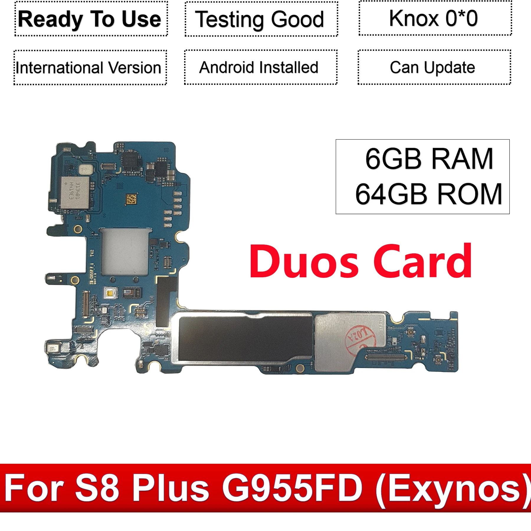 Оригинальная материнская плата Tehxv для samsung Galaxy S8 Plus G955FD Dual Sim 64 Гб разблокированная материнская плата Dual SIM с ОС Android IMEI