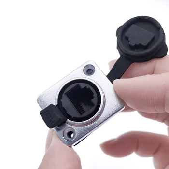 

1 piece RJ45 Waterproof Network Connector with Rubber cover,IP65 8p8c D type Panel Mount Socket RJ45 Ethernet Connector
