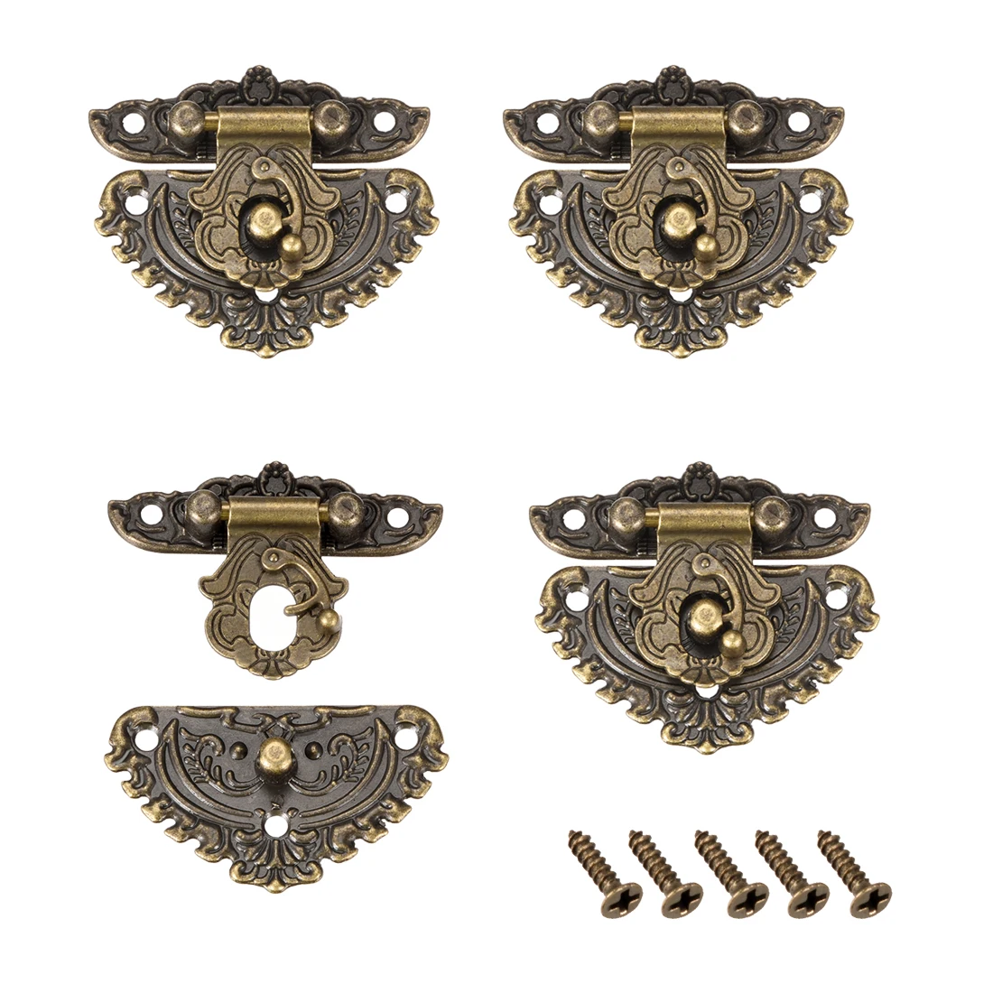 uxcell 4 Sets Wood Case Chest Box Rectangle Clasp Closure Hasp Latches Bronze Tone 55 x 48mm