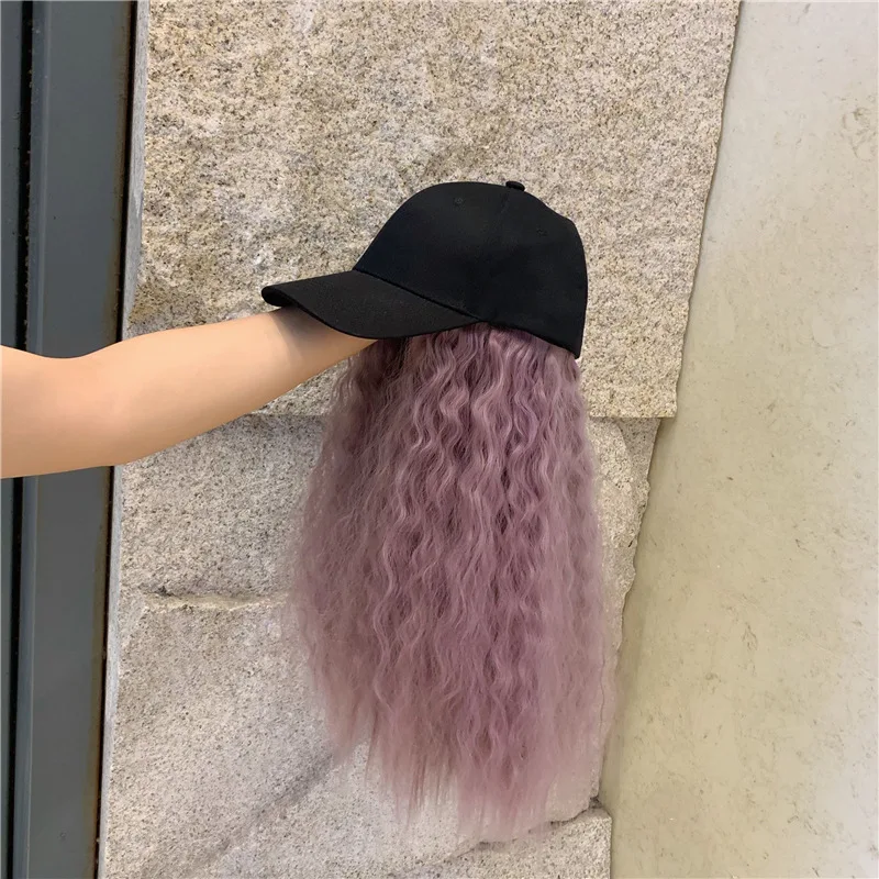 01910-yuchun625623854 съемный декоративный парик козырьки кепки мужчины женщины бейсболка - Цвет: Розовый
