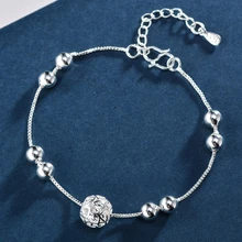 Горячая Распродажа модный 925 пробы Серебряный ножной браслет цепочка подвеска с полым шариком ножной браслет цепочка для женщин Свадебные ювелирные изделия подарок