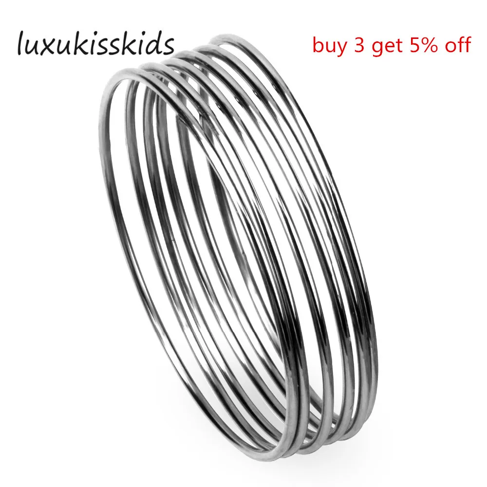 LUXUKISSKIDS стальные браслеты оптом (6 шт./компл.) 316L нержавеющая сталь 68 мм большие