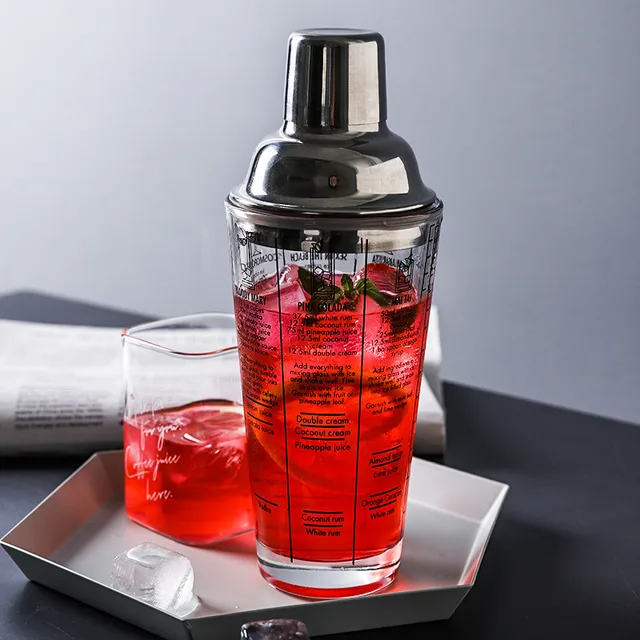 400 Ml -Es Koktél -Shaker Palackok Keverése Mester Üveg Átlátszó Méretű Üvegtej Tea Whisky Shaker Palack Rozsdamentes Acél Bár Szerszám - Image 2