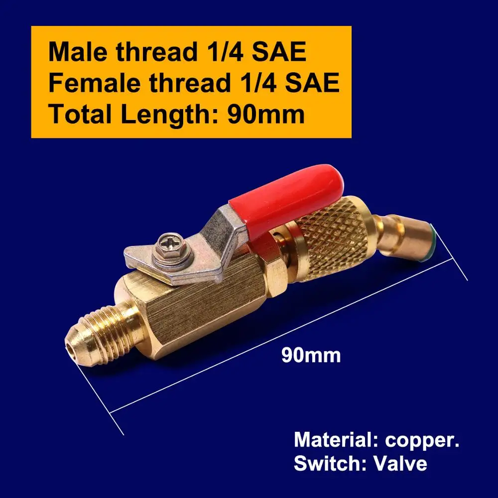 3 шт. медный шаровой кран с наружной/внутренней резьбой 1/4 SAE для R12 R22 R502 R134a