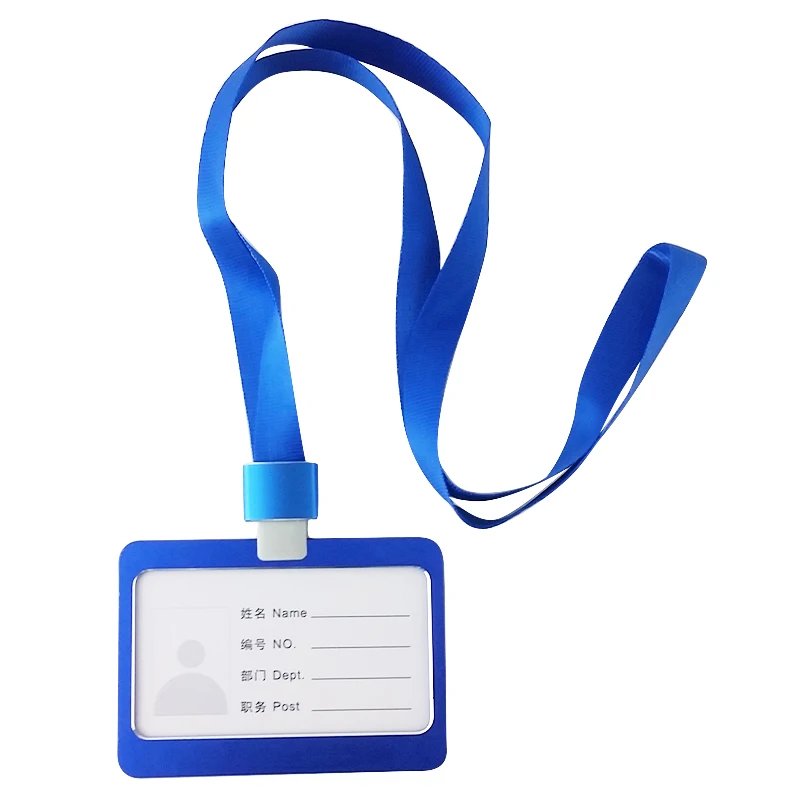 1 шт. унисекс алюминиевый сплав ID держатель для карт чехол Lanyards шейный ремень вертикальный горизонтальный бизнес работа металлическая карта значок Обложка - Цвет: Horizontal Blue