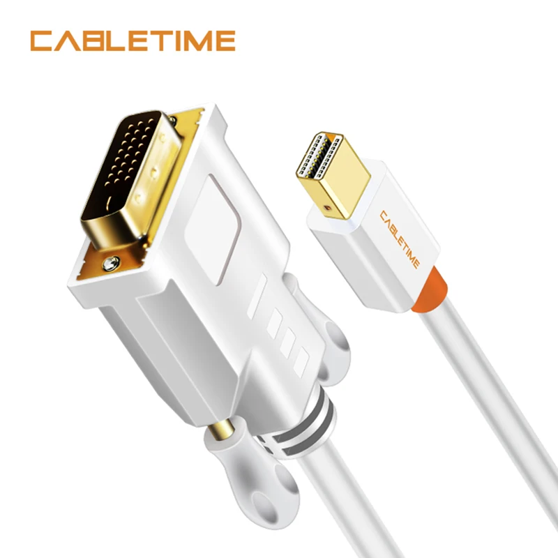 

Cabletime Gold Plated Mini DisplayPort to DVI Adapter Cable-Thunderbolt 2 Compatible for Apple MacBooks&Google Chromebook Pixel