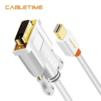 

CABLETIME Thunderbolt Mini Displayport Mini DP to DVI Cable Converter for MacBook Pro AiMini TV Laptop Projector Adapter N014