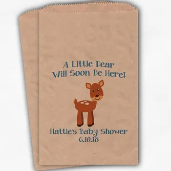 

Custom Little Dear Will Soon Be Here Baby Shower Favor Bags - Baby Deer Boy or Girl Treat Bags for Baby Shower
