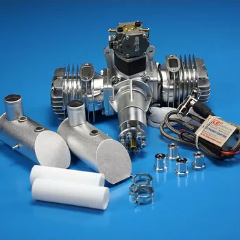 

DLE111 RC Model Gasoline Engine Two Cylinder Two Stroke Side Exhaust Natural Air Cooling Manual Start 111CC Displacement