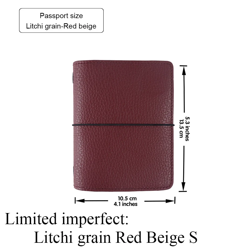 Litchi Red Beige S Ограниченная серия, неидеальная натуральная кожа, многоразовый органайзер для путешествий с внутренним отделением для карт, Воловья кожа, дневник, блокнот для зарисовок, планировщики - Цвет: Litchi Red Beige S