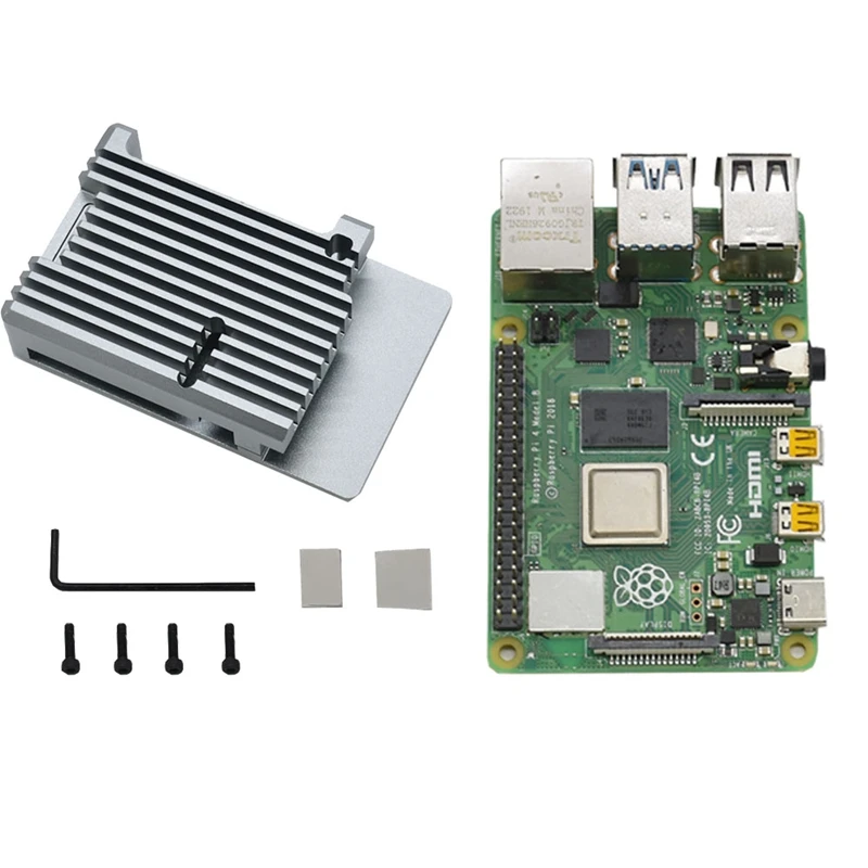 for Raspberry Pi 4B 2G RAM DIY Kit Support 2.4 / 5.0 GHz WIFI Bluetooth 5.0 with Aluminum CNC Alloy Protective Gray Case 5V 3A P