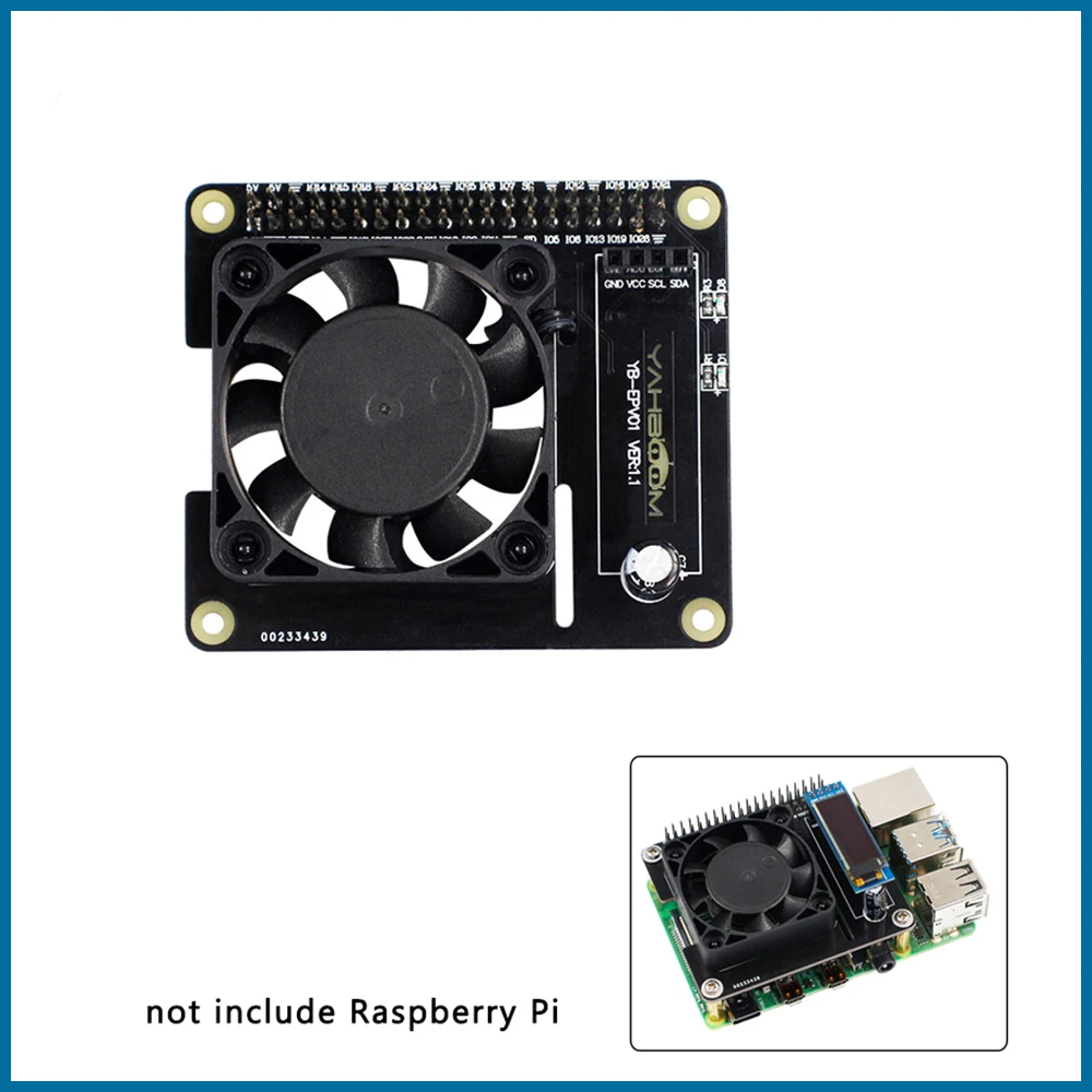 

S ROBOT Raspberry Pi 4 Intelligent Control Fan Speed Raspberry Pi 4 Temperature Control LCD Ice Fan Expansion Board RPI166