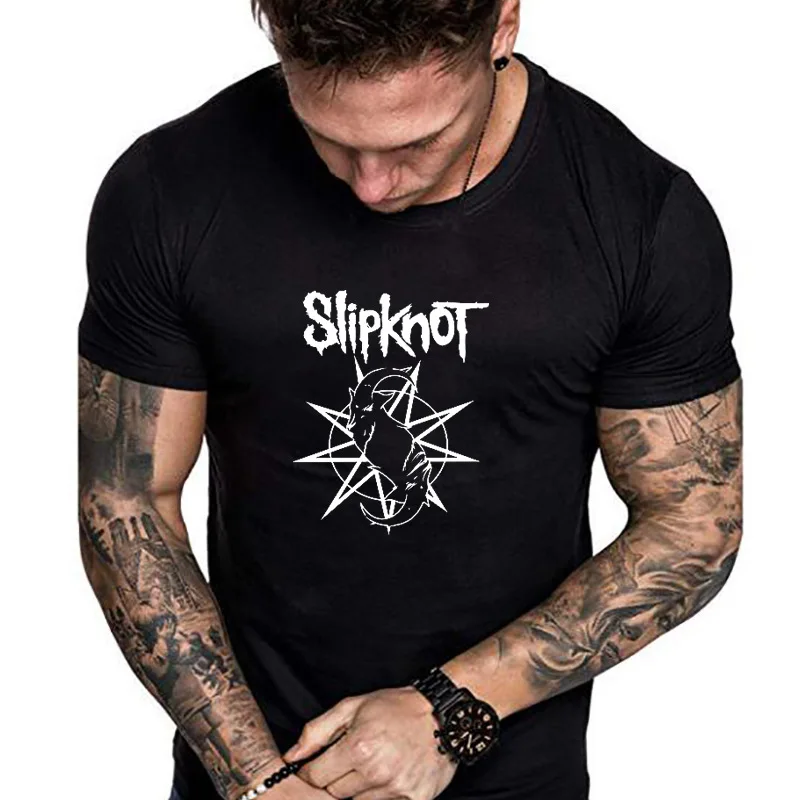 

T-shirt Men Printed Slipknot Cotton Short Sleeve Men's Rock Shirt Fitness Sport T Shirt Sprinting T-Shirt Guitars Quality