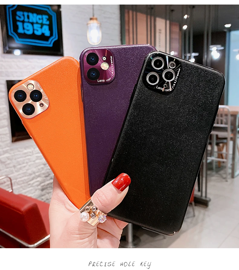

Luxurious plain - grained mirror rings protect the hard shell for iPhone 11 Pro X XR XS Max 7 8 6 6s Plus Solid Matte Cover Back