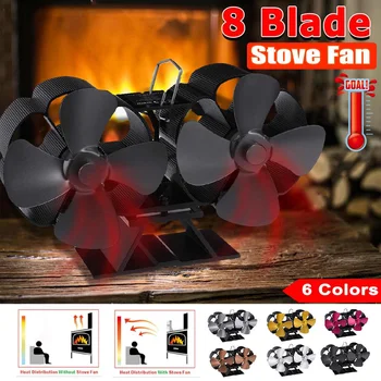 

Dual Head Fireplace 8 Blades Heat Powered Stove Fan Log Wood Burner Ecofan Quiet Home Fireplace Fan Efficient Heat Distribution