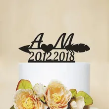 Индивидуальные инициалы Топпер для торта персонализированные буквы и даты Свадебные украшения для торта вечерние аксессуары для торта свадебные подарки