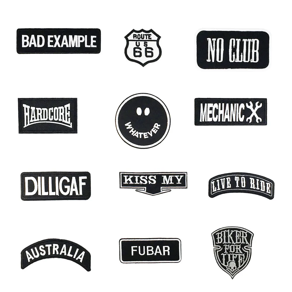 

BIKER FOR LIFE DILLIGAF Bad Example KISS MY NO CLUB FUBAR Hog Rockers Racer Outlaw MC Motorcycle Biker Embroidered IRON PATCH