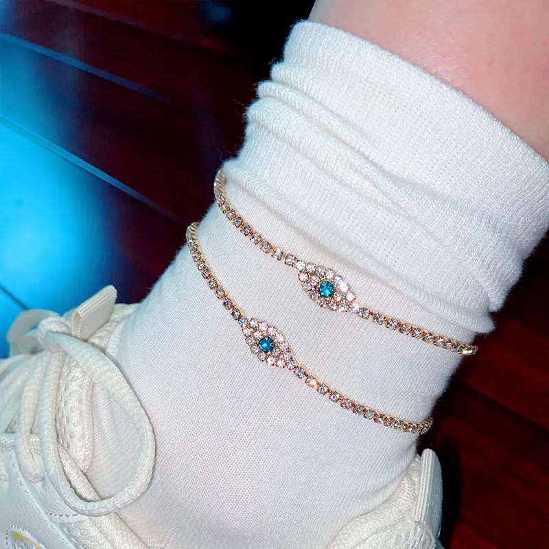 Flatfoosie 2Pcs/Set Charm Gold Color Crystal Anklets Bracelets For Women Anklet Bohemian Summer Beach Foot Jewelry Flatfoosie 2Pcs/Set Charm Gold Color Crystal Anklets Bracelets For Women Anklet Bohemian Summer Beach Foot Jewelry