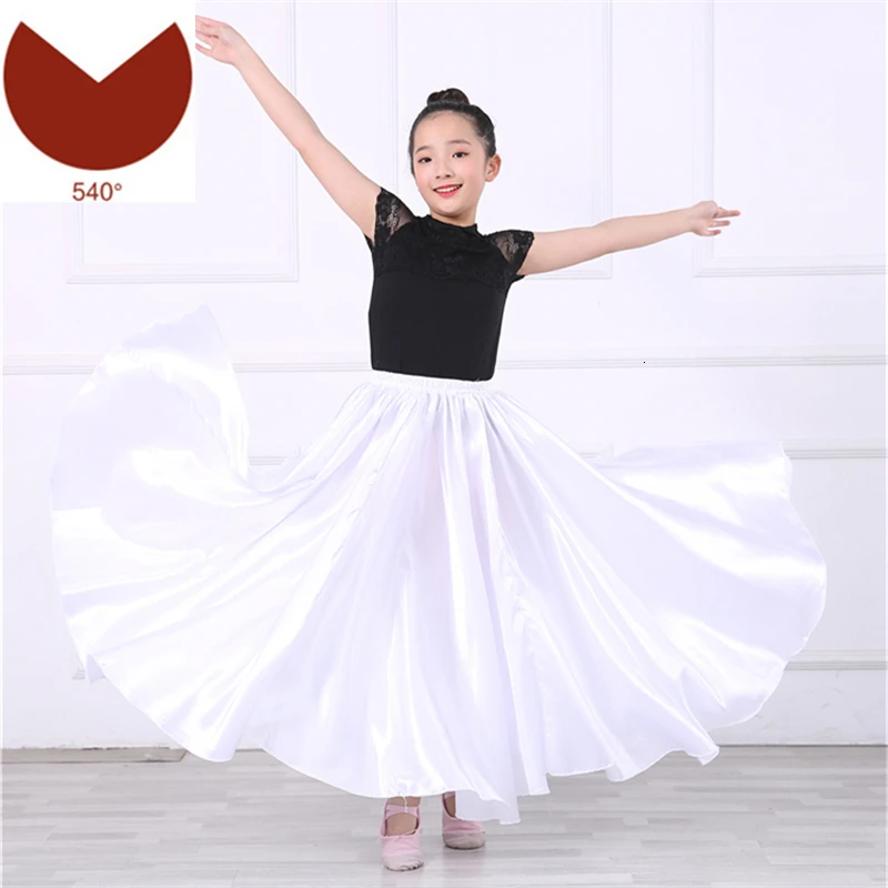 White 540 New Girls Flamenco Skirt Spanish Dance Dress Practice Competition Stage Chorus Performance Costuems for Kids Flamengo Skirts - Цвет: White 540