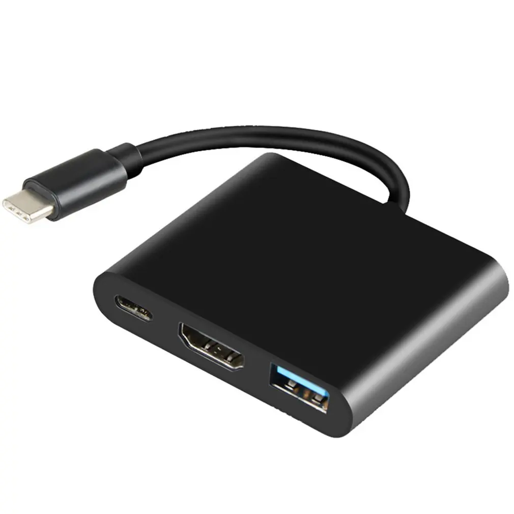 Для Apple для переключателя тип-c к Hdmi+ Usb3.0+ Pd конвертер тип-c к Hdmi три-в-одном многофункциональный конвертер - Цвет: Black