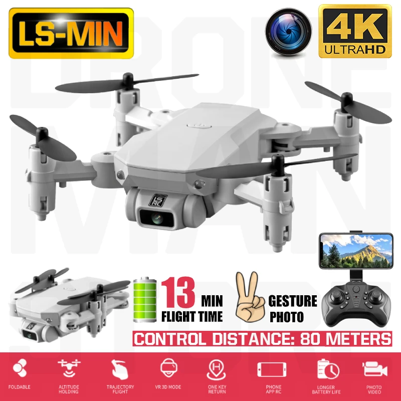 Квадрокоптер на радиоуправлении компактный Дрон с камерой HD 4K Wi Fi FPV складной
