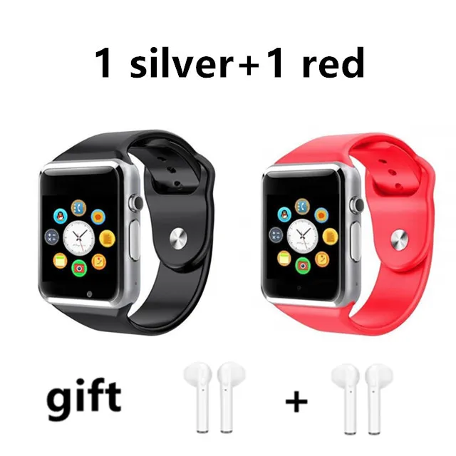 1 white and 1 red Drop Shipping 2 PCS A1 WristWatch Bluetooth Smart Watch Pedometer With SIM Camera Smartwatch for Android PK DZ09 watches - Цвет: 1 white and 1 red