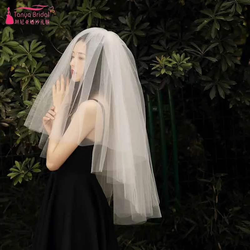 

Simple Tulle Wedding Veil 150cm Length Ivory Short Veils In Stock Wedding Accessories DQG973