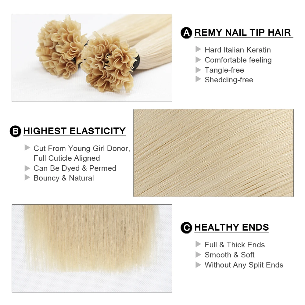Fairy Remy Hair Fusion Hair Extensions 1g/s 18-20 Inch Real Remy Keratin Pre Bonded Human Extension On the Capsule Nail Tip