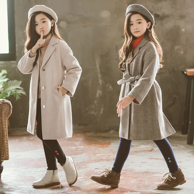 

Girls'woolen overcoat, Donghan children's woolen overcoat medium long style thickening 2019 Children's clothes in autumn winter