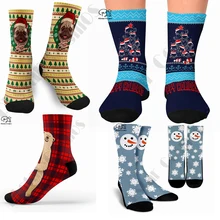 Plstar Cosmos Newest Christmas Pattern Dog 3DPrinted Long Socks Art Unique Anime Cartoon Man/Women High Quality Dropshopping A-1