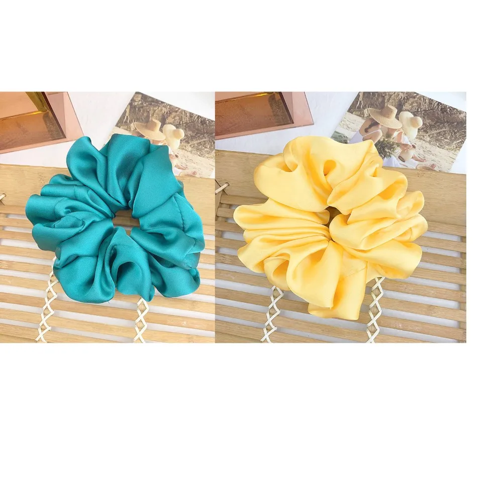 vintage hair clips Oversized Hair Scrunchies For Women Solid Satin Silk Scrunchie Hair Rubber Bands Elastic Hair Ties Accessories Ponytail Holder head wrap for women Hair Accessories