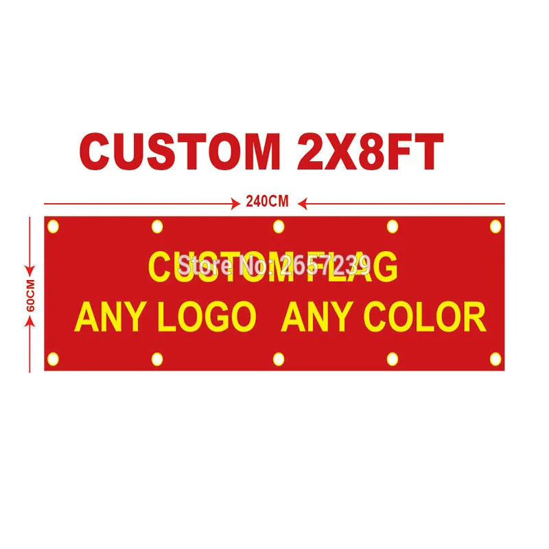 Banner Decoration Logo Sport-Club Custom Outdoor Brand 2x8ft 60x240cm Double-Stitched