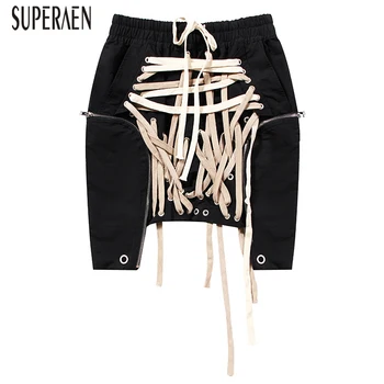 

SuperAen Irregular Skirt Women's 2020 Summer New Wild Cotton Ladies Skirts Pocket Drawstring Fashion Casual Skirts Female